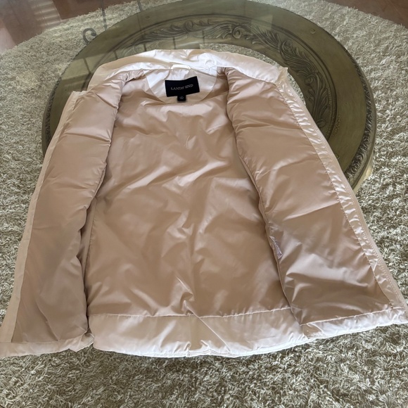 Lands End Womens Puffer Vest Size XL Ivory Down Pockets Mock Neck Full Zip - Picture 2 of 9